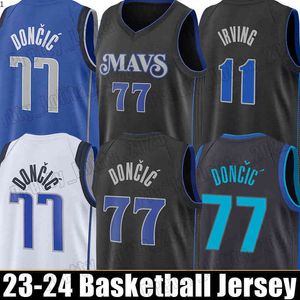 Luka Doncic Basketball Jersey Kyrie Irving Dirk Nowitzki Dallases Maverick 2023 2024 Hommes Maillots 77 41 11 Brodé Cousu