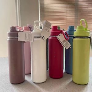Lulu Insulated Water Cup Sports Bottle Water Bottles Stainless Steel Pure Vacuum Portable Leakproof Outdoor Cup 240110