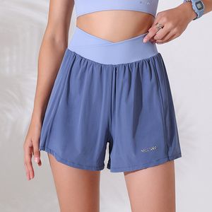 LL Hotty Hot Short High-rise Yoga Liner Élastique Faux Short de Sport Deux Pièces pour Femmes Taille Haute Anti-éblouissement Entraînement de Course Fiess Marathon Shorts