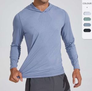 Lulus – sweat à capuche à manches longues pour hommes, chemise à séchage rapide, t-shirt d'entraînement de course, haut d'équitation à Compression respirant