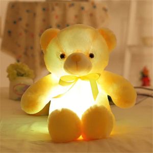 Lumineux 30/50 cm CRÉATIVE LED LED COLORFUR BULLING TEDDY OUR ANIMAUX PLUS PLUSH CADEAU CADE DE Noël pour Kid 240419