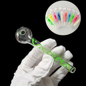 Tuyau de brûleur à mazout en verre lumineux de 10 cm de long qui brille dans le noir Pipes à eau en verre Pyrex Accessoires pour fumeurs Tube de fumée de poulpe épais pour fumeurs Cadeaux sympas Deux types