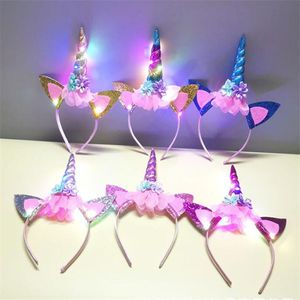 Bandes de cheveux lumineuses pour enfants, boucle de tête de licorne LED, couvre-chef populaire pour fête d'anniversaire d'halloween GC2306