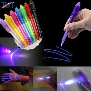 Luminous Invisible Ink Pen Secrect Message pens 2 In 1 Magic UV Light Pen for Drawing Funny Activity Kids Party Students Gift DIY School