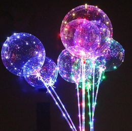 Ballon LED lumineux Ballons d'éclairage clignotants colorés transparents avec poteau de 70 cm Décorations de fête de mariage Fourniture de vacances CCA8166 100pcs