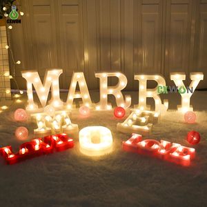 Luz LED luminosa de noche con letras del alfabeto inglés, lámpara con números, decoración para fiesta de boda, accesorios navideños para el hogar