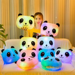 Luminoso panda almohada de peluche de juguete pandas gigantes muñeca luces LED incorporadas sofá decoración almohadas regalo del día de San Valentín niños juguetes dormitorio 5578 Q2