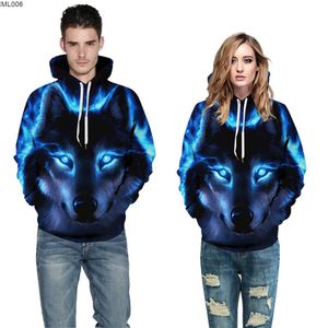 Luminoso Lobo Unicornio Impresión Digital Suéter Con Capucha Amantes Sudadera Con Capucha Ropa Deportiva Cykm