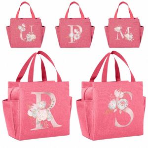 Bolsa de almuerzo para mujeres Insulati Cooler Bag Kid Pink Lunch Box Pink Fr Serie de impresión Picnic Almacenamiento de alimentos portátil a prueba de fugas k0Kt #