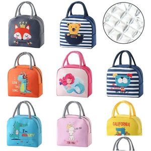 Lunch Boxes Bags Cute Cartoon Animals Printed Kids Bag Reusable Insated Bento Container Storage Pouch Student Tote Drop Delivery Home Dhfx9