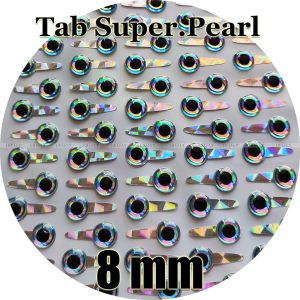 Leurres 8mm 3D Tab Super.Pearl / Vente en gros 250 yeux de poisson holographiques 3D moulés souples, avec languette, attache de mouche, gabarit, fabrication de leurre