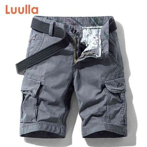 Luulla Hommes Summer Premium Stretch Twill Coton Cargo Shorts Hommes Casual Mode Solide Classique Poches Legwear Shorts 2838 210322