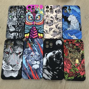 Luxo Animaux Ours Lion Hibou Guépard TPU Veilleuses Couverture Arrière pour iPhone 15 14 Plus 12 11 13Pro 15 Pro Max Fleur Lumineuse Coque Souple