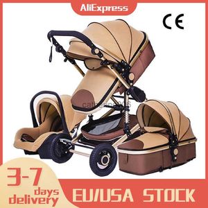 Poussette de bébé luxueuse 3 en 1, landau de voyage Portable, landaus pliants, cadre en aluminium, voiture de paysage élevée pour nouveau-né L230625