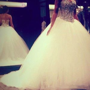Luxueux robe de bal robe de mariée paillettes cristal perlé princesse robes de mariée hors de l'épaule robes de mariée Vintage Vestidos De Novia