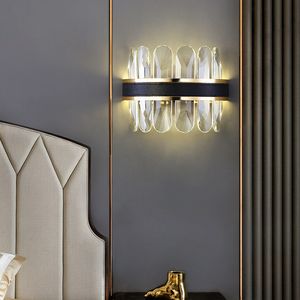 Lumineuse de mur noir Lampes à LED modernes pour lampes murales en cristal de chambre à coucher suspendues décor à la maison