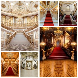 Lujoso telón de fondo del palacio del castillo para fotografía escaleras de alfombra roja ópera iglesia boda fiesta de cumpleaños retrato fondo fondo