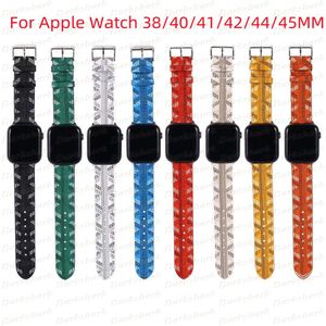 Luxurious Leather Band for Apple Watch Strap 44mm 45mm 42mm 49mm Ultra 38mm 40mm 41mm Letter Designer Replacement Wrist Bands iWatch 4 5 6 8 7 se