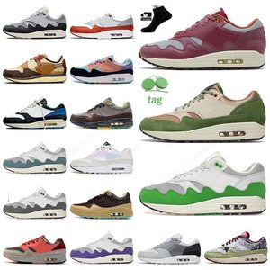 luxe 2022 Hommes Femmes 1 87s Chaussures Runner Running Shoe Treeline Patta Rush Maroon Green Anniversary Royal Sketch To Shelf Have a Day London Elephant baskets formateurs