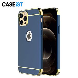 CASEiST Luxury 3 en 1 Marco electrochapado recubierto Ultra delgado PC duro antideslizante Mate Funda para teléfono móvil a prueba de golpes para Apple iPhone 15 14 13 12 11 Pro Max XS 8 7 Plus