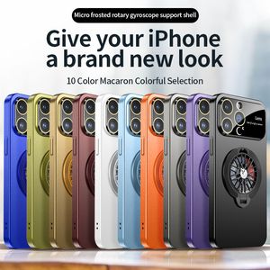 Gyroscope de luxe à rotation à 360 °, support magnétique pliable, grandes fenêtres, protection d'objectif d'appareil photo, coque antichoc pour iPhone 15 14 13 12 11 Max