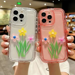 Coque de téléphone de luxe à fleurs 3D, étui arrière en TPU souple avec veilleuse pour iPhone 15 14 13 12 11 Pro Max15 14 Plus