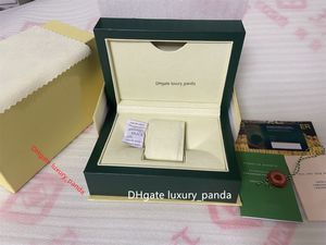 Boîtes de montre de luxe 5A vert foncé boîte-cadeau de mode en bois originale pour 126610 126613 116500 116506 126710 126660 montres Rolex boîte livret de cartes sac à main-a3
