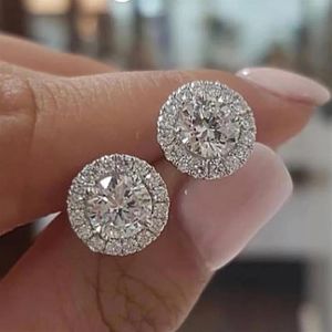 Luxury 925 Sterling Silver Diamond Earings Jewelry for Women 6mm Small Stud Christmas Gift Bridal Jewelry Wedding Accessories Earr256y