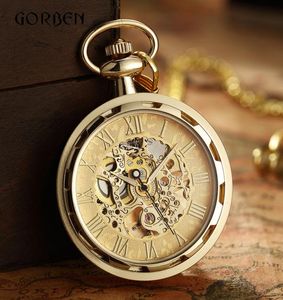 Luxury Antique Skeleton Mechanical Pocket Watch Men Steampunk Mecánico Fob Reloj Costa Ventilador Ventilamiento Relogio de Bolso 25590280