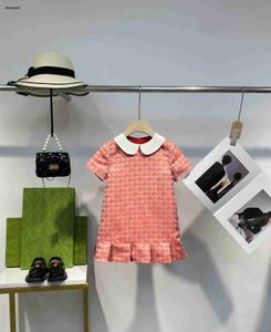 Luxury Baby Jirt Doll Collar Design Princess Robe Taille 100-150 cm Kids Designer Vêtements d'été Logo Impression complète Fille Filles de fête 24aPril