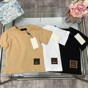 Luxury Baby T-shirts Summer Child Top Taille 100-150 cm Designer Kids Clothes Square Badge Badge Badge Girl Guillons Boys à manches courtes 24Feb20