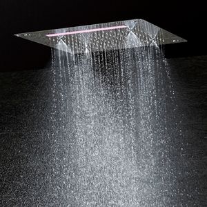 Baño de lujo LED Techo Cabezal de ducha Accesorios SUS304 400x400mm Funciones Lluvia Cascada Niebla Ducha DF5326