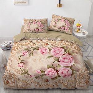 Ensembles de literie de luxe 3D Plante Fleur Rose Housse de Couette Couette Rouge Couette Linge de Lit Taie d'oreiller Saint Valentin Maison Texitle 230506