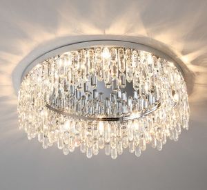 Chambre de luxe déco K9 cristal Led lustres plafonniers moderne salon brillant en acier inoxydable miroir lampe Led éclairage