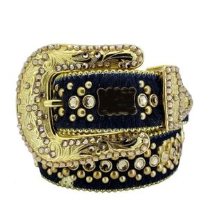 Luxe bb ceinture strass hommes designer ceintures femmes brillant argent or bleu couleurs grandes boucles punk cinture style occidental dame bling ceinture de luxe décontracté incrusté E23