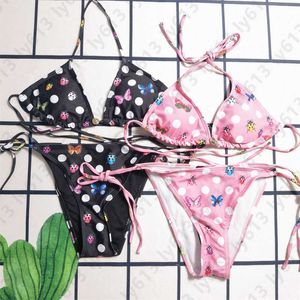 Bikini de lujo Trajes de baño Traje de baño de diseñador Ropa para mujer Pequeña letra perfumada Sujetador Camisola Ropa interior con bragas triangulares Conjunto de dos piezas sexy de verano