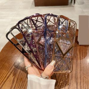 Luxury Bling Diamond Chromé Case pour iPhone 15 14 Pro Max 14 13 12 11 14 Plus iPhone15 Placage métallique Soft TPU transparent transparent Smart Phone Mobile Phone Back Skin Cover