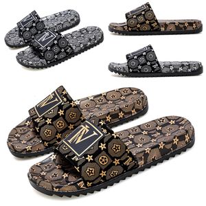 Diseñador de marca de lujo TV Hombre Zapatillas Mujer Sandalias patrón Imprimir oro plata Diapositivas Verano Ancho Plano Señora playa Sandalia chanclas Tamaño grande 36-49