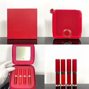 GIORGIO Lip Gloss Mini Size 4pcs/set Girl Lip Cosmetics #400 #4001 #402 #405 Color con bolsa de cosméticos y interior con espejo Barras de labios de larga duración Regalo de Navidad con caja