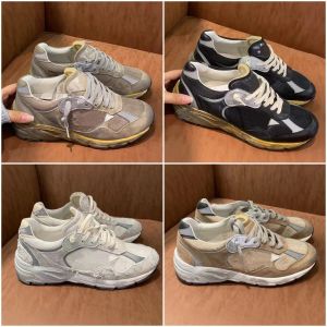 Marque de luxe designer italien Dad-Star baskets décontractées pour hommes et femmes Rétro sales vieilles chaussures en or à paillettes occasionnelles petites chaussures blanches pour femmes