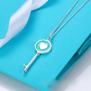 marque de luxe clé designer pendentif collier femme S925 argent plaqué couple croix chaîne ras du cou bleu coeur collier cou bijoux cadeau