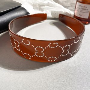 Marca de lujo letras diseñador diademas anchas moda estilo japonés resina acrílico vintage negro marrón diadema horquilla banda para la cabeza aro envoltura clip para el cabello accesorios regalo