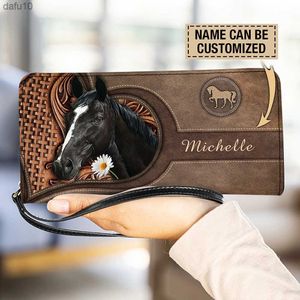 Marque de luxe sac à main pour filles femmes élégant Animal cheval imprimer petit sac d'argent en cuir Bussiness porte-carte étanche à l'eau embrayages L230704