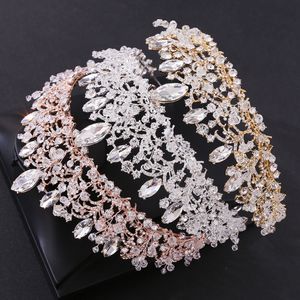 Luxe Couronne De Mariée Strass Cristaux Coiffes Mariage Royal Reine Grandes Couronnes Princesse Cristal Baroque Fête D'anniversaire Diadèmes Pour La Mariée Douce 16