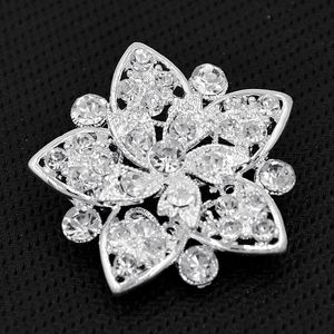 Luxe brillant ton argent clair cristaux tchèques fleur détaillée broche pour mariage femmes vêtements bijoux broches élégant Diamante broches