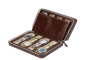 Luxury Brown cuero con cremallera 8 Reloj Sport Almacenamiento Portable Viajes Portables Packing Box Box Relojes Bag3026422