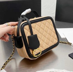 Sacs à bandoulière de luxe CC Classic Filigree Vanity Case Totes Bag Caviar Cuir de veau matelassé Plaid Gold Metal Chain Double Zipper Crossbody De Haute qualité pour femmes