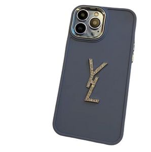 Cas de téléphone portable de luxe Designer Silver Diamond Letters Case pour IPhone 14 Pro Max Plus 13 12 11 Mode Rose Bleu Phonecase Cover Shell