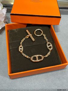 Bracelet à breloques de luxe en cuivre avec nez de cochon, marque de styliste, cercle rond creux, chaîne seau, bijoux pour femmes, avec boîte