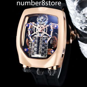 Lujo Chiron Tourbillon Motor de 16 cilindros Reloj para hombre Oro rosa de 18 quilates Relojes JC Reloj de pulsera automático de gran tamaño Cristal de zafiro Resistente al agua 30 M 15 colores Fábrica BG